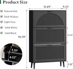 Xixini Shoe Storage Cabinet with 3 Flip Drawers, 50" Tall Narrow Wood Fluted Shoe Organizer for Entryway, Freestanding Wooden Hidden Slim Shoe Rack for Front Door Entrance, Hallway, Foyer, Solid Black