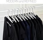 No Hassle-Hangers Best Clothes Hanger Ultra Soft Rubberized Grip Clip Keeps Garments in Place and Off the Floor. Perfect for Wide Neck Silks & Satin Tops, delicates, Athletic wear. (10, Modern Black)