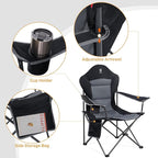 EVER ADVANCED Folding Camping Chair with High Back Padded 2 Pack Oversized Portable Lawn Chairs Lightweight Sturdy Steel Foldable Outdoor Camp Chair for Adults, Black