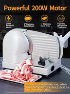 Meat Slicer, 200W Electric Food Slicer with 2 Removable 7.5" Blades