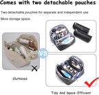 BOYATU Travel Makeup Bag for Women: Cosmetic Organizer Bag with Compartments - Leather Make up Bags Set of 3 (G-4-Black)
