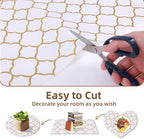Shelf Drawer Liners for Kitchen Cabinets Non Adhesive Drawer Liner Thickened Refrigerator Liner Gold Quatrefoil Strong Non-Slip Paper for Tool Box with Knife and Tape Measure,17.3 x 236.2 Inches