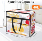 SpaceTrove Clear Storage Bags, 4 Pack Under Bed Storage and Closet Organizers Containers, Vinyl Foldable Heavy-Duty Moving Bags with Zippers for Comforter, Bedding, Duvet, Blanket & Toy Storage, 40L