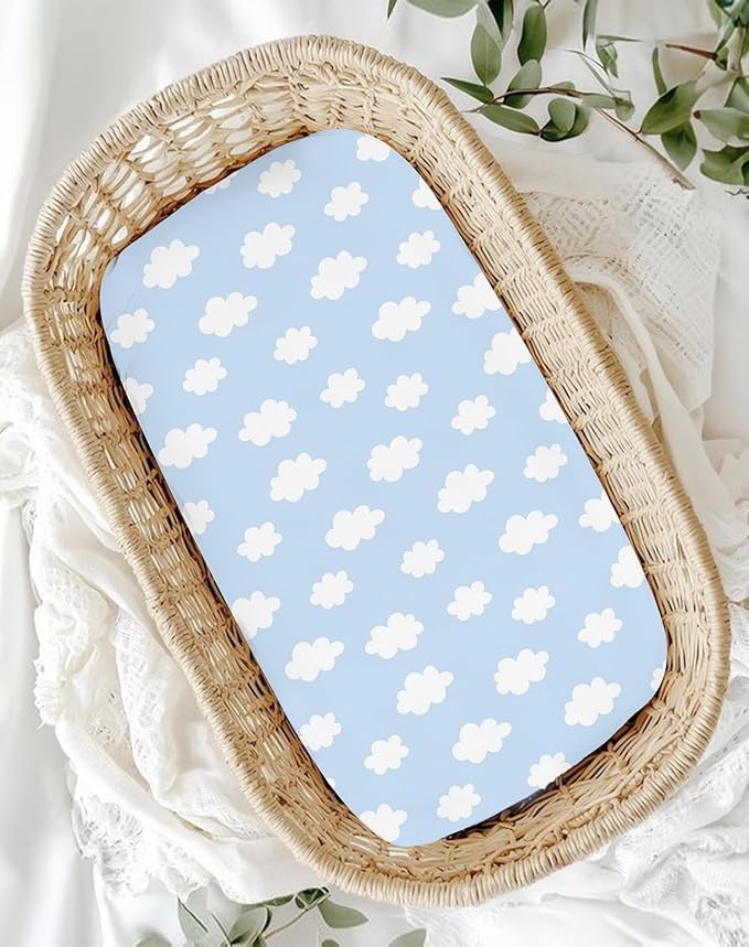 Bassinet Sheets for Baby Girls Boys 2 Pack, Fitted Baby Mattress Sheet for Rectangle, Oval, Hourglass Bassinet Mattress, Breathable Cozy & Universal Fit (Sunny Morning)