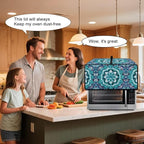 Boho Mandala Lotus Flower Print Microwave Oven Dust Cover with Storage Bags Toaster Oven Cover Polyester-Linen Fabric Small Appliance Dust Covers Fingerprint Protection, L