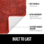 GORILLA GRIP Bath Rug Mat 36x24, Soft Absorbent Chenille, Quick Dry Microfiber Mats, Rubber Backing Washable Shower Floor Rugs, Bathmat Runner, US Designed Bathroom Home Accessories Sunset Orange