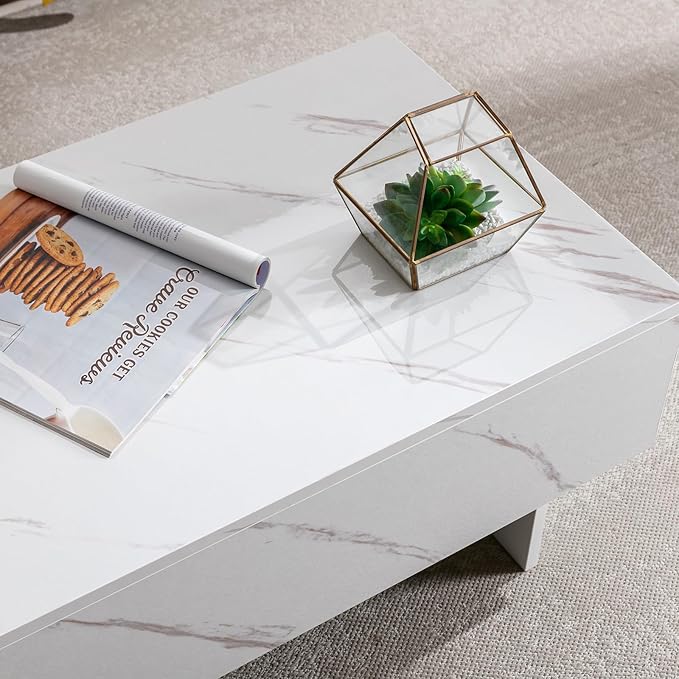 COSVALVE 41" Marble White Cool Coffee Table