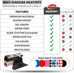 Neatiffy Disposable Plastic Table Cloth Roll | 54 in x 108 Ft Waterproof Tablecloth | Table Cover for Rectangle, Square, Round Oval Tables | Picnic, Party, Banquet, Birthdays, Weddings - Black