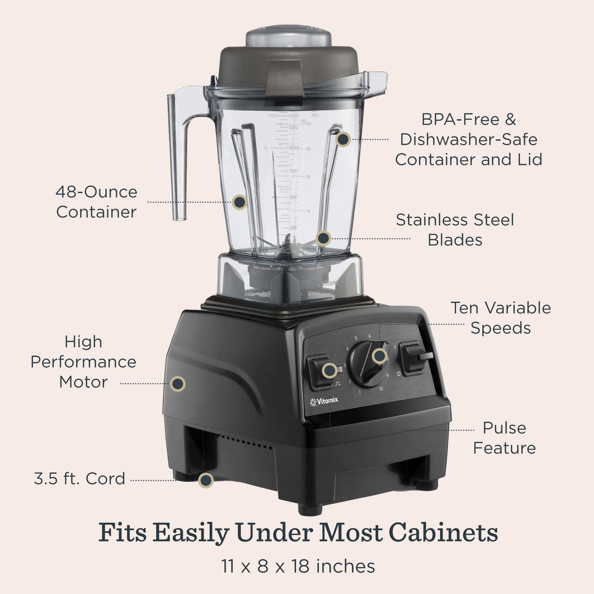 Vitamix E310 Explorian Blender, Professional-Grade, Self-Cleaning 48 oz. Container, Black