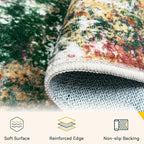 RELEANY Washable Area Rugs 6'x9' Non-Slip Modern Abstract Soft for Living Room Entryway Bedroom Nursery, Print Pattern, Green Orange Rust Red Cream Colorful
