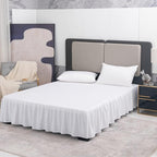 TSUTOMI Bed Skirt Queen Size Ruffled Bed Skirt with Split Corners, 18 Inch Drop Dust Ruffle Bed Skirts with Platform, Gathered Style, 100% Microfiber, White