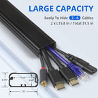 ZhiYo TV Cord Cover for Wall, 32 inch Cable Concealer, Cord Hider for Wall Mounted TV, Paintable Wire Cover to Hide Wires, Black Cable Raceway Kit, 2X L15.8in W1.5in H0.75in