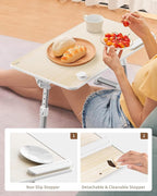 Laptop Desk Table, SAIJI Adjustable Laptop Stand, Portable Lap Desks with Foldable Legs, Notebook Standing Breakfast Tray Reading Desk for Sofa Couch Bed Floor (Teak,Medium Size)