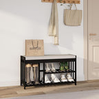 APRTAT 3-Tier Bamboo Shoe Rack Bench, Shoe Storage Organizer Bench, Entryway Benchs, Shoes Rack for Front Door Entrance, Entryway Bathroom Bedroom (Black, Large)