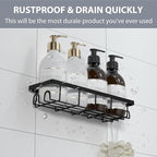 Shower Caddy Organizer with Hooks,Self Adhesive Bathroom Shelves,No Drilling Bathroom Organizers and Storage,Perfect for RV, Apartment, Home Decor,2 Pack Black