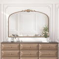 Besdomus Large Arched Vintage Mirror: 48"x33" French Oversize Champagne Gold Antique Wall Mounted Mirror - Baroque Traditional Ornate for Fireplace/Bathroom/Living Room - Home Decor for Housewife