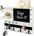 Key Holder for Wall Mount with Shelf and Mail Organizer, Key and Mail Holder with 16 Hooks, Farmhouse Entryway Organizer, Home Decor Rack (Pine Wood, White Washed)