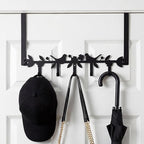 AceOrbit Birds in a Tree Over The Door Hooks Black Metal Wall Mount Towel Hanger Farmhouse Rustic Door Holder Rack with 5 Hooks for Bedroom Bathroom Hanging Towel, Coat, Keys, Bags, Hats, Clothes