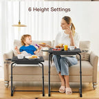 HUANUO Adjustable TV Tray Set of 2 - TV Dinner Tray on Bed & Sofa, Comfortable TV Tray Table with 6 Height & 3 Tilt Angle Adjustments (2 Pack)