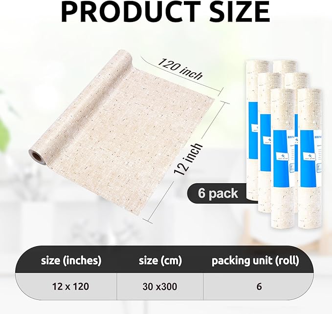 RAY STAR 12X120 Inch Shelf Liner for Kitchen Cabinets, Non-Adhesive Cabinet Liner Washable, PVC Drawer Liner for Dresser Non-Slip Bathroom (Yellow)(6 Roll)
