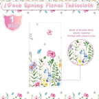 1Pcs Spring Floral Plastic Tablecloth,Pink Purple Blue Flower Butterfly Disposable Table Cover for Home Decor Summer Spring Picnic Dining Holiday Weeding Birthday Tea Party Decorations,54x108 Inch