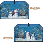 Microwave Oven Cover, Christmas Snowman Heat-Resistant Polyester Machine Protector Decorative Kitchen Appliance Covers Waterproof Microwave Oven Cover for Most Countertop Microwaves Blue