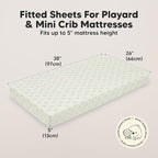 2-Pack Mini Crib Sheets Fitted - 38x26 Pack N Play Sheets for Pack and Play Mattress, Organic Cotton, Soft & Breathable Playard Bedding, Neutral Mini Toddler Bed Cover for Boys, Girls (Fleur)