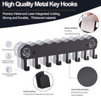 2-Pack Premium Iron Key Holder for Wall – Large Capacity & Multi-Functional, Dual Installation: Wall Mount & Adhesive, 8 Hooks Key Rack for Entryway, Kitchen, Bathroom, Office