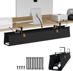 Zilink No Drill Under Desk Cable Management Tray 40" Cord Organizer for Table Clamp/Screw Mount Cable Management Under Desk Waterproof Fabric Cable Management Tray for Office, Home