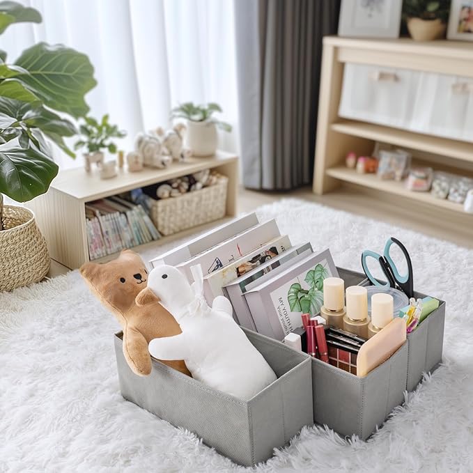 Criusia Drawer Organizer Clothes, 21 Pack Dresser Organizer for Baby Clothes, Underwear, Sock- Foldable Closet Organization and Storage Dividers Bins for Nursery, Bedroom (Grey)