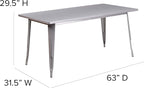 Flash Furniture Charis Commercial Grade 31.5" x 63" Rectangular Silver Metal