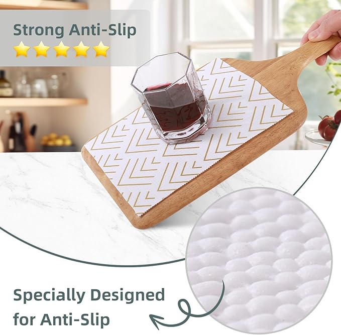 Shelf Liner for Kitchen Cabinets Non Adhesive Drawer Liner Non-Slip Thickened Shelf Liner Paper Strong Easy to Clean for Tool Box Refrigerator with Knife and Tape Measure, Gold Arrow, 11.8 x 118 in
