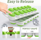 ChefAide Ice Cube Tray with Lid, 2 Packs 28 Cubes Durable Stackable Ice Cube Trays for Freezer with Removable Lids, Easy-Release Plastic & Silicone Ice Tray for Cocktail, Coffee