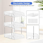 Desk Organizers and Storage, 3 Tier Clear Heightened Stackable Paper Tray Organizer for Document, Letter, A4 File Paper, Desk Accessories, Office Supplies (Clear, 3 Pack)