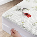 Bamboo Cooling Mattress Protector with Zipper - 100% Waterproof Twin Size Mattress Cover - Ultra Soft Jacquard Fabric Breathable Noiseless Mattress Pad Covers - Zippered Mattress Encasement
