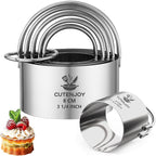 Cookie Cutters (5 Pieces/Set),Round Biscuit Cutter Set with Handle and Big Ring, Professional Baking Dough Cutter Tools for Cakes, Sandwiches, Donuts, Dumplings