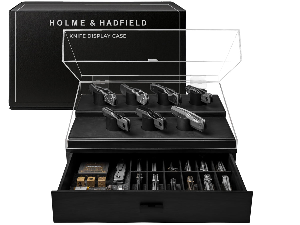 Holme & Hadfield 10 Knife Wooden Pocket Knife Display Case with Drawer