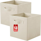 ShellKingdom Storage Bins, Foldable Fabric Storage Cubes And Cloth Storage Organizer Drawer For Closet And Toys Storage, 13 X 13 X 13 INCH, 2 Pack (Beige)