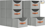 Homsorout Stackable Storage Drawers - Collapsible Storage Bins with Drawers, 6 Pack Closet Shelf Organizer Basket, Fabric Pull Out Organizer for Bedroom, Living Room, Dorm, Grey