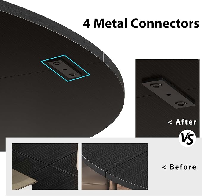 IBF Black Round Dining Table for 4-6, 47 Inch Kitchen Table