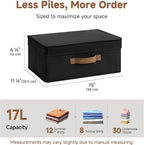 StorageWorks Storage Bins with Lid, Decorative Fabric Storage Bins with Handles, Stackable Closet Organizers for Shelves and Bedroom, Small, Black, 2-Pack