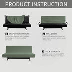 Easy-Going Stretch Futon Slipcover Armless Futon Bed Cover Furniture Protector Without Armrests with Elastic Bottom for Kids, Soft Jacquard Fabric Small Checks (Medium, Greyish Green)