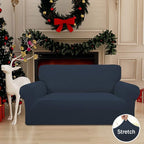 Easy-Going Stretch Loveseat Slipcover 1-Piece Sofa Cover Furniture Protector Couch Soft with Elastic Bottom for Kids Polyester Spandex Jacquard Fabric Small Checks (Loveseat, Dark Blue)