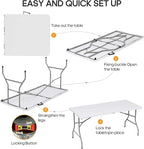 6ft Folding Table Heavy Duty 350 LBS Capacity Foldable Table with 18% Thicker HDPE Waterproof Top & Reinforced Steel Frame, Portable Fold-in-Half Table for Outdoor Indoor Party Wedding Camping