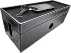 NEET Cable Management Box Large, Computer Cord Organizer, Hide and Conceal, Power Cable Organizer, Computers and Desks, Black Stitched Leather