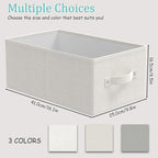 Fabric Storage Boxes for Shelves, 3 Pack Foldable Cloth Bins, Closet Organizers System with 2 Handles, Durable and Sturdy, Saving Space, White & Ivory, 16.1 x 9.8 x 6.5 In, XSNY11WM-3
