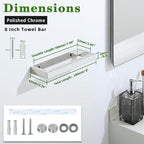 Alise Hand Towel Holder,Wall Mount Towel Bar for Bathroom,Towel Rack for Lavatory,8 Inch Towel Hanger SUS304 Stainless Steel Towel Rail,Polished Chrome
