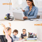 Moonlik Mesh Pen Holder Desk Organizer Set, Pencil Storage Holder with 3 Compartments, Office School Home Desktop Supplies, Desk Accessories for Paper Clip, Sticky Notes(2pack, Black)