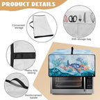 Microwave Oven Dust Cover Air Fryer Toaster Oven Protector with Storage Pockets, Stain-resistant for Small Appliances, M, 16.5 x 20.5 x 10 Inches, Sea Turtle Coral Reef Blue