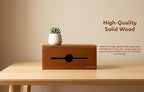 Wooden Cable Management Box for Power Strips, Desk Cord Organizer for Home Office & TV Stand, Hidden Cable Storage with Phone Stand